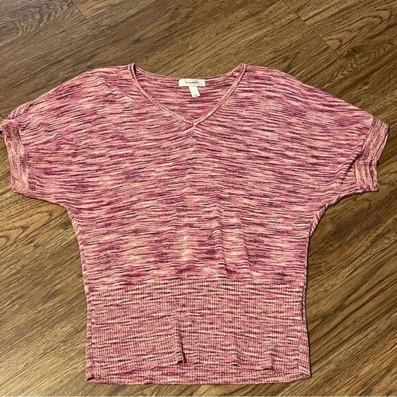 Dressbarn 1/2 Sleeve Heathered Sweater Pink White Purple Metallic Threading L - Picture 6 of 10